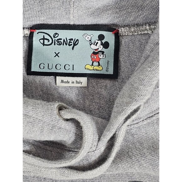 Gucci x Disney Mickey Mouse Hoodie Gray XL Drawstring Limited Edition - Picture 4 of 8